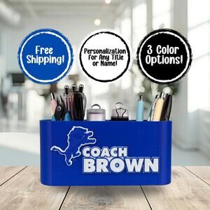 Personalized Detroit Lions Desk Organizer, Lions Gift, Lions Teacher Gifts